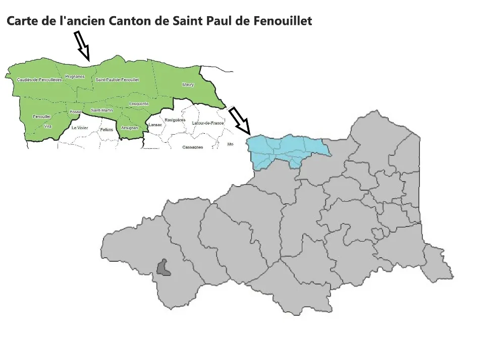 Carte des communes du territoire du Fenouillèdes